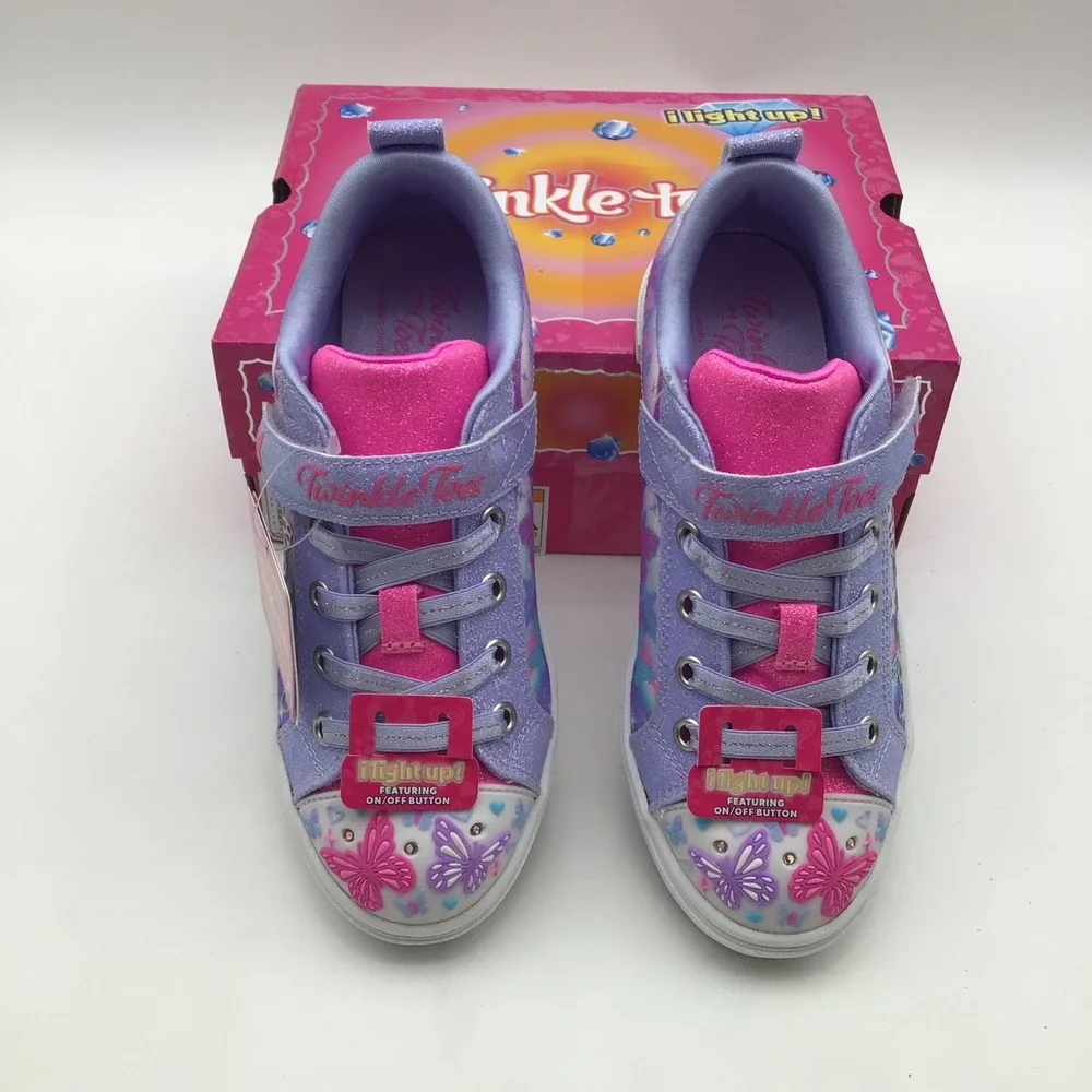 Skechers Twinkle Toes S Lights Butterfly Sky Lavender Kids Shoes Size 2 NEW